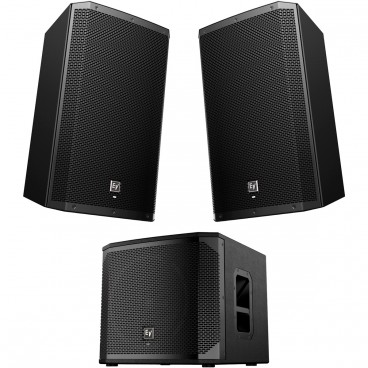 Professional Loudspeaker Package with 2 Electro-Voice ZLX-15BT Powered Bluetooth Loudspeakers and Powered ELX200-12SP Subwoofer (Crowds 300-500)