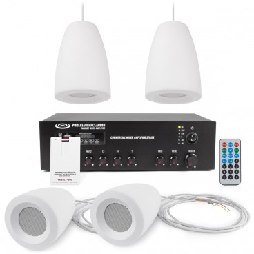 Sound Masking System with 8 Pendant Mount Speakers and Sound Masking Generator for up to 1200SF