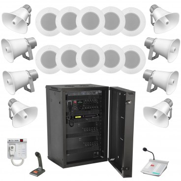 Public Address and Alarm Emergency Evacuation Sound System with Alert Paging and Background Music