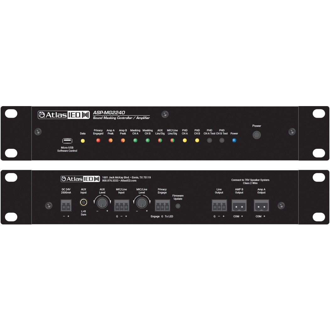 Atlas Sound ASP-MG2240 Two-Zone Compact Sound Masking Controller Amplifier