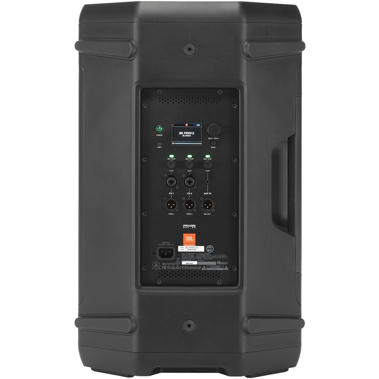 Back of JBL PRX912 Professional Powered 12" 2-Way PA Loudspeaker