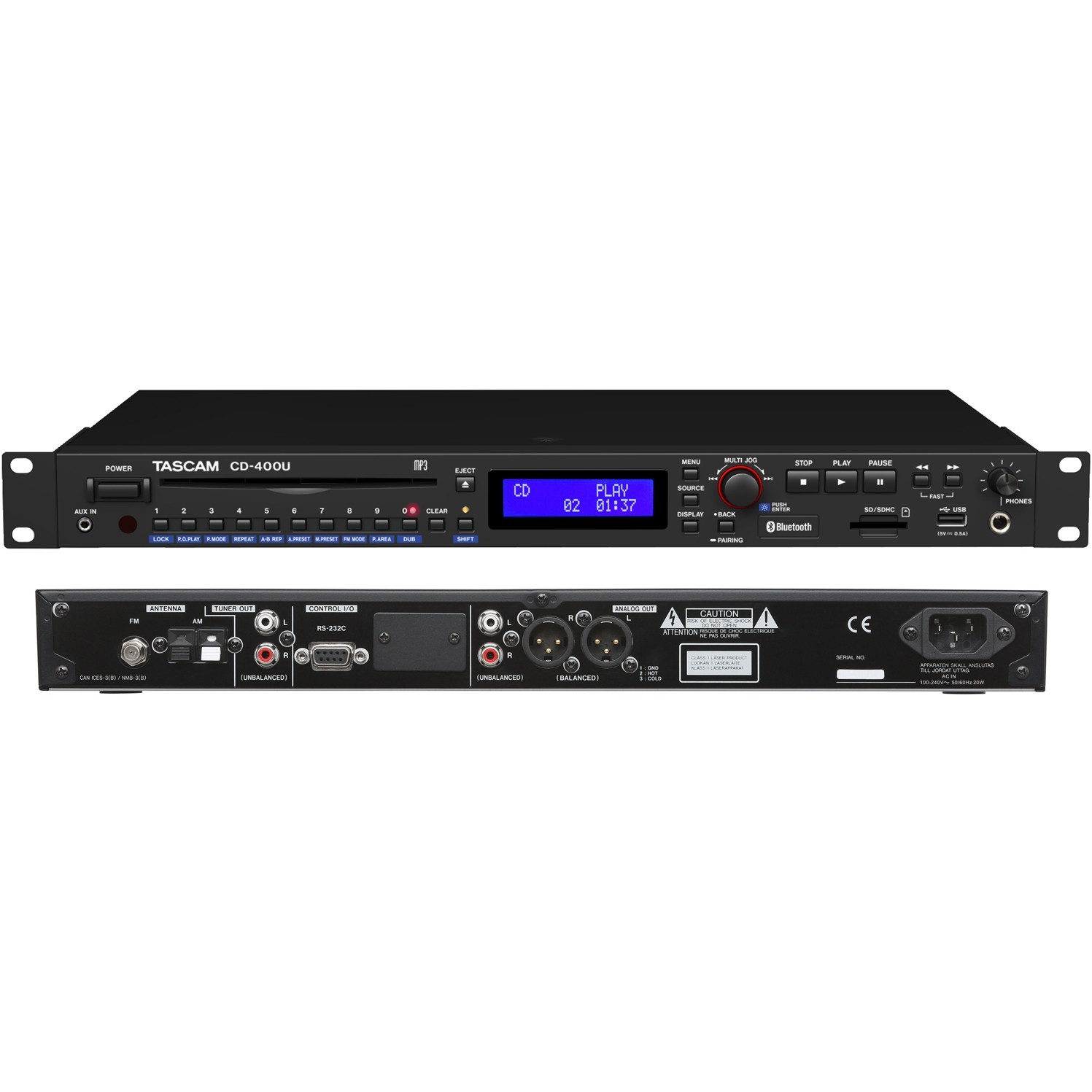 Tascam CD-400U CD and Media Player with Bluetooth