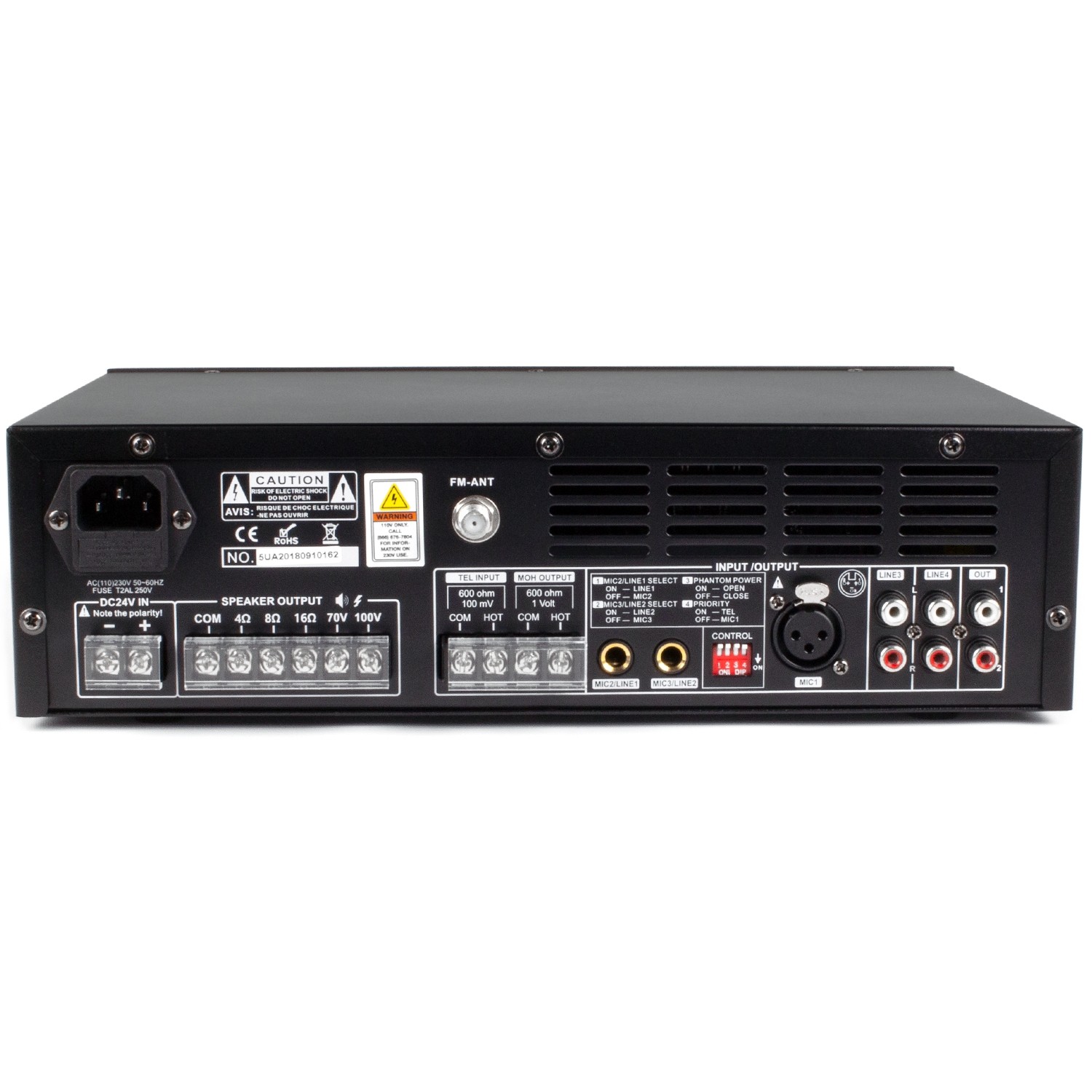 Back of MA120BT Mixer Amplifier