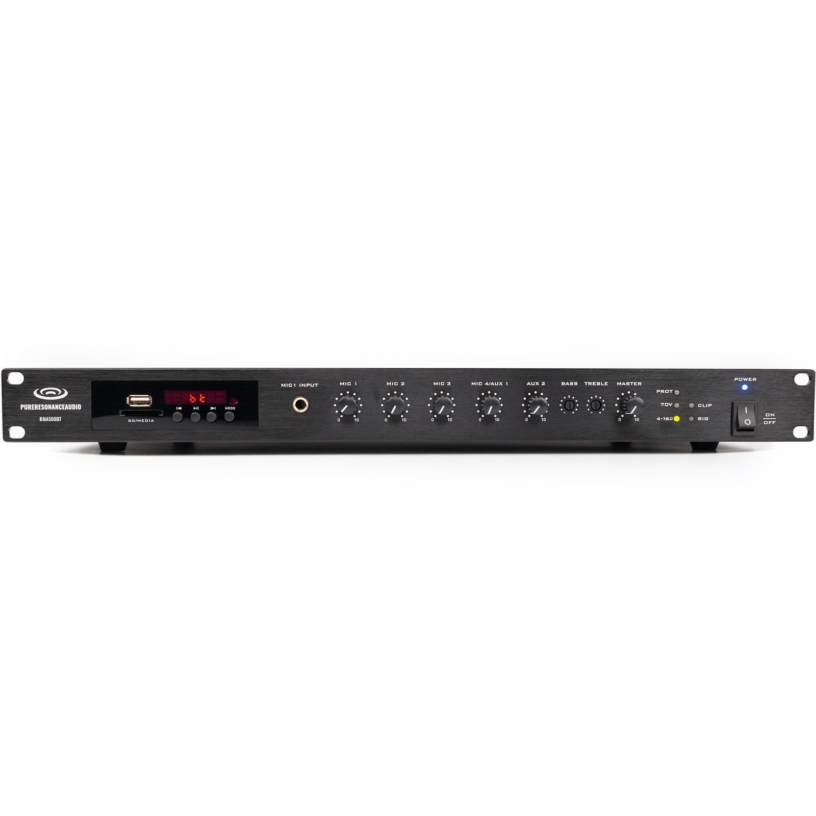 Pure Resonance Audio RMA500BT 5-Channel 500W Bluetooth Rack Mount Mixer Amplifier