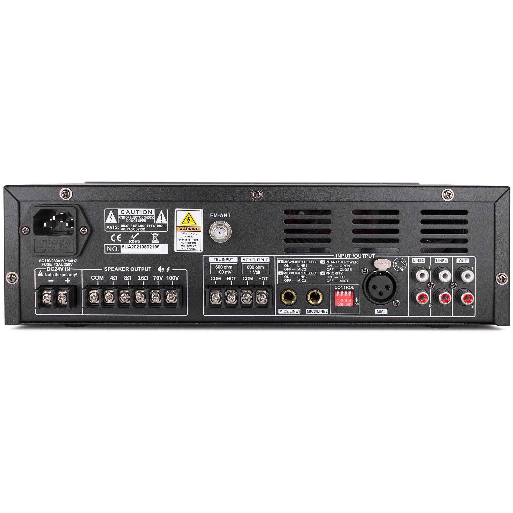 Back of Pure Resonance Audio MA120BT 120W Mixer Amplifier