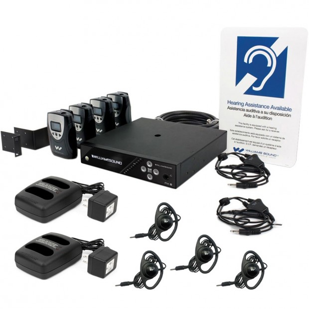 1 NKL 001 Neckloops PPA R38N Receivers, 2 4 FM T55 Transmitter, 4 EAR 022 Earphones, Williams AV FM 558 Large-Area Dual FM Plus and Wi-Fi Assistive Listening System with 