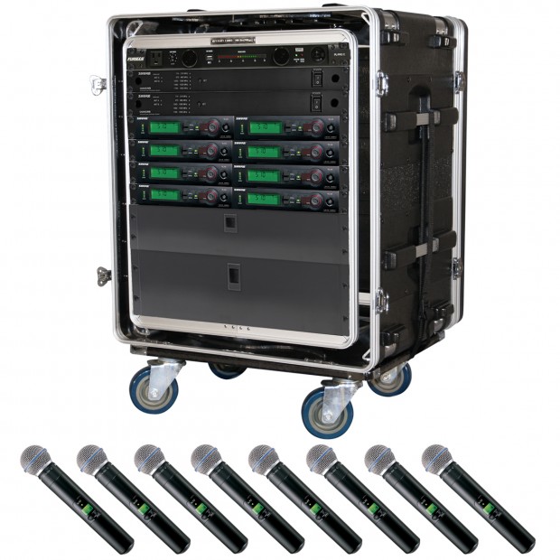musics Pathological Injustice Shure Multi-Channel Wireless Microphone Rack System with 8 SLX Handheld  Microphones