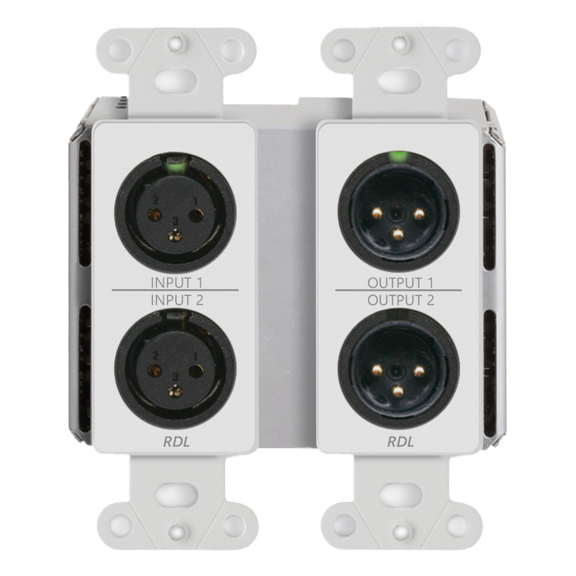 RDL DD-BN22 2x2 Wall-Mounted Bi-Directional Mic/Line Dante Interface 