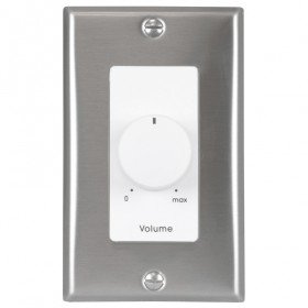 Lowell 100LVC-DSW 100W 100/70/25V Single-Gang Decora Volume Control - Stainless Steel and White
