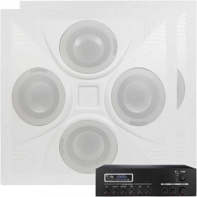 Retail Store and Restaurant Sound System with 2 Ceiling Speaker Arrays and MA30BT Bluetooth Mixer Amplifier