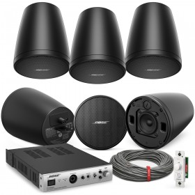 Bose Pendant Mount Retail Store Sound System with 6 FreeSpace FS2P Speakers and FreeSpace IZA 190-HZ Zone Amplifier