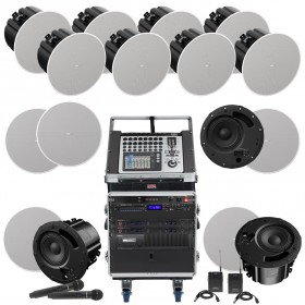 Auditorium Sound System with 12 Bose DM8C 8" Ceiling Speakers, 4 DM8C-SUB 8" Subwoofers and Compact Digital Mixer
