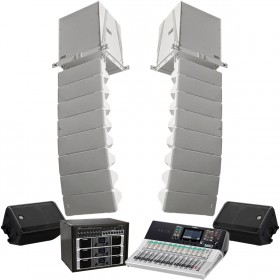 Auditorium Sound System with 4 TOA HX-7 Flexible Line Array Speakers, 2 Subwoofers and 24-Channel Digital Mixing Console