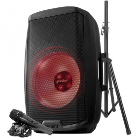 Gemini AS-2115BT-LT-PK 15" 2000W Active Multi-LED Bluetooth Loudspeaker with Stand and Microphone