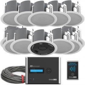 Speech Privacy Sound Masking System with Atlas Sound Ceiling Speakers and Z Series Controller for up to 4000SF with Bluetooth