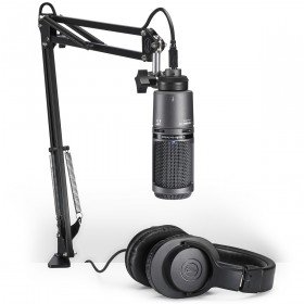 Audio-Technica AT2020USB+PK Streaming/Podcasting Pack with Cardioid Condenser USB Microphone and ATH-M20x Professional Headphones (Discontinued)