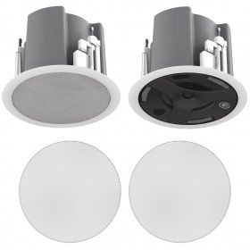 Atlas Sound FAP43T-WEGR 4.5" Coaxial In-Ceiling Loudspeaker with Round White Edgeless Grille - Pair