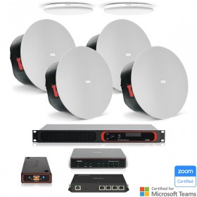 Biamp MRB-L-VT4-C Certified Large Room Bundle with White Ceiling Microphones