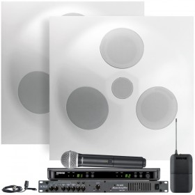 Conference Room Sound System with 2 Premium Ceiling Speakers Rolls MA1705 Mixer Amplifier and Shure Wireless System Conference Room Sound System with 2 Premium Ceiling Speakers Rolls MA1705 Mixer Amplifier and Shure Wireless System