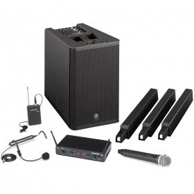 Corporate AV Presentation Sound System with Yamaha STAGEPAS 1K Portable Bluetooth PA System and All-In-One Dual Wireless System