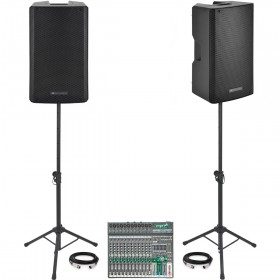 Church Sound System with 2 dB Technologies Active Speakers with Bluetooth and Yorkville 14-Channel Mixing Console