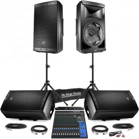 Church Sound System Package with 4 JBL EON612 Powered Speakers, Yamaha MG16XU Mixer and Bluetooth (Discontinued Components)