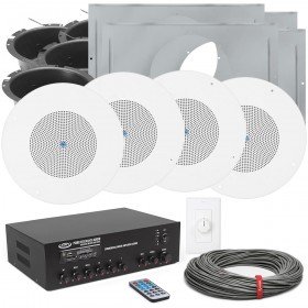 Church Fellowship Hall Sound System with 8 In-Ceiling Speakers, Bluetooth Mixer and Volume Control