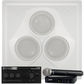 Wireless Classroom Sound System with Vector Ceiling Speaker Array Atlas Sound AA35G Mixer Amplifier and Wireless Microphone
