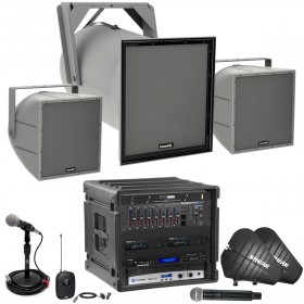 Football Stadium Sound System with 3 Community Stadium Horn Speakers and Crown Power Amplifier