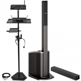 Spin Class Sound System with Portable L1 Compact PA System, Bluetooth Mixer with Voice Over, Wireless Fitness Headset Mic and Accessories Stand (Discontinued Components)