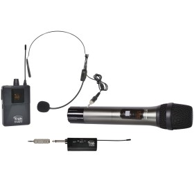 Galaxy Audio GTU-HSP5AB UHF Mini Dual Wireless System with 1 Handheld Transmitter, 1 Headset Mic with Transmitter and Dual Receiver (A and B: 524.5 - 594.5 MHz)