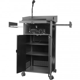 Oklahoma Sound GSL-S-LWM-5 Greystone Lectern with Speaker and Wireless Handheld Mic