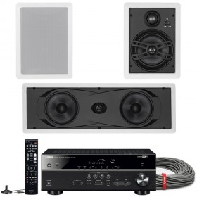 Home Audio In-Wall Stereo Sound System with Yamaha Bluetooth Receiver and 3 In-Wall Home Theater Speakers (Discontinued Components)