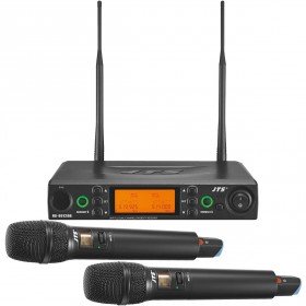 JTS RU-8012DB/RU-850LTH UHF PLL Dual Channel Diversity Wireless System with 2 Handheld Microphones