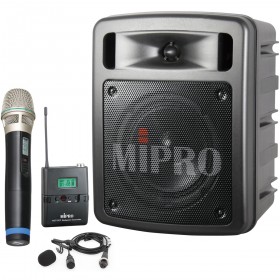 MIPRO MA-303DB/ACT32HT Portable 60W Dual Channel Bluetooth Wireless PA System with Wireless Handheld and Lavalier Microphone (Discontinued)