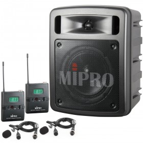 MIPRO MA-303DB/ACT-32T2 Portable 60W Dual Channel Bluetooth Wireless PA System with Two Bodypacks and Wireless Lavalier Microphones (Discontinued)