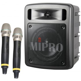 MIPRO MA-300/ACT-58H2 Portable 60W Dual Channel Bluetooth Wireless PA System with 2 Wireless Handheld Microphones