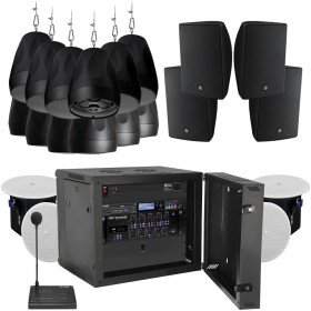 Multi-Zone Distributed Commercial Warehouse Facility Sound System for Background Music and Paging up to 8,000 SF (Up to 4 Zones)