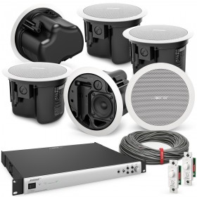 Office Sound System with 6 FreeSpace FS2C Ceiling Speakers and FreeSpace IZA 2120-HZ Integrated Zone Amplifier