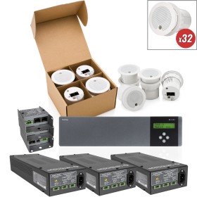 Office Sound Masking System with Cambridge Ceiling Qt Emitters and Multi-Zone White Noise Generator for up to 3200SF