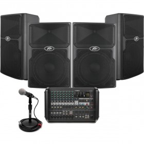 Gymnasium Sound System with 4 Peavey PVX 12 Loudspeakers and Yamaha EMX5 Powered Mixer