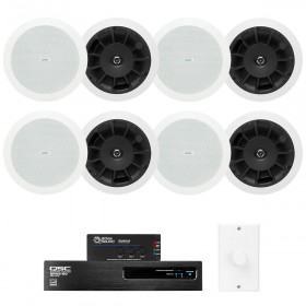 Restaurant Sound System with 8 QSC AcousticDesign In-Ceiling Speakers Power Amplifier and Atlas Sound Mixer (Discontinued)