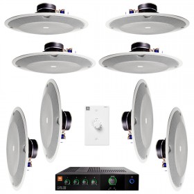 Retail Sound System with 8 JBL 8138 In-Ceiling Loudspeakers and JBL CSMA 180 Mixer Amplifier