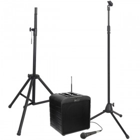 AmpliVox S6920 AirVox Basic Bluetooth Portable PA System with Wired Microphone, Speaker Stand and Mic Stand