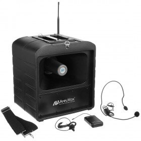 AmpliVox SW680 Mega Hailer PA with Headset and Lapel Microphone