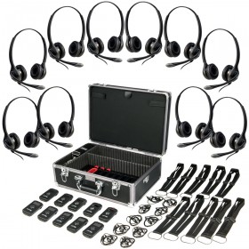 Listen Tech 10 Person ListenTALK Live Production Wireless Intercom Headset System for Moderate Noise Environments