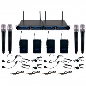 VocoPro UDH-4-ULTRA Four-Channel UHF Wireless System with 4 Handheld, 4 Headsets and 4 Lavalier Microphones (Discontinued)