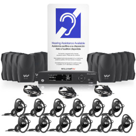 Williams AV FM+ 557-12 Large Area Assistive Listening System for both FM and Wi-Fi Transmission (12 Receivers)