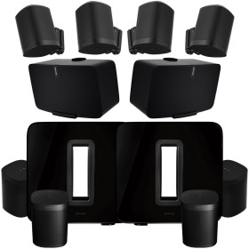 Wireless Restaurant Speaker System with 8 Sonos ONE Compact Speakers, 2 PLAY:5 Speakers with WiFi Music Streaming and 2 Wireless Subs (Discontinued Components)