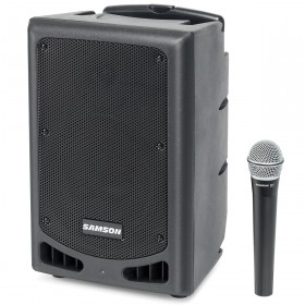 SAMSON XP106WDE 6 Portable Rechargeable Bluetooth PA DJ Speaker+Headset+Stand 